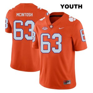#63 Zac McIntosh Clemson Youth Official Jerseys Orange
