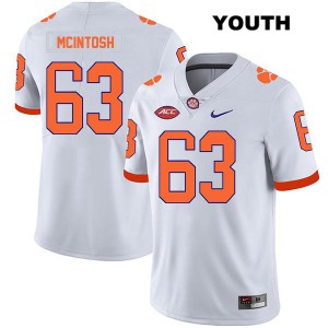 #63 Zac McIntosh Clemson University Youth Football Jerseys White
