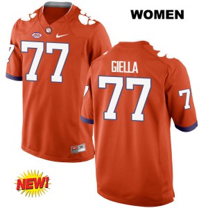 #77 Zach Giella Clemson National Championship Womens Embroidery Jersey Orange